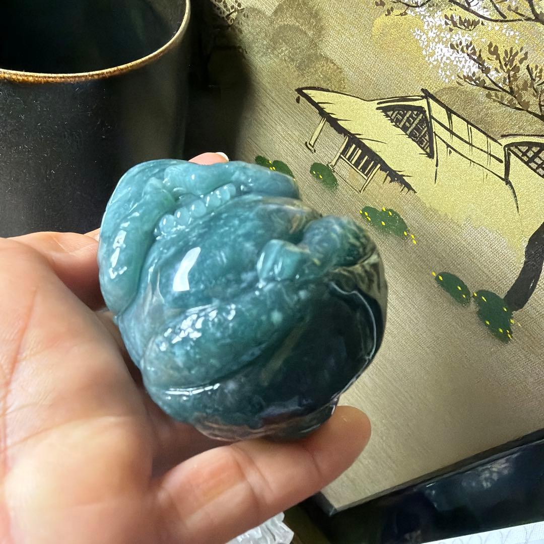 本翡翠、氷藍水開運、金運、福祈り、御守り銭蛙、金蟾
