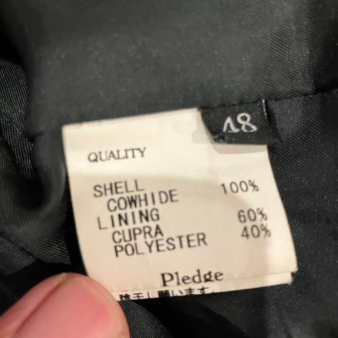 pledge プレッジ　牛革　スエード ブラック シングルライダース　ジャケット
