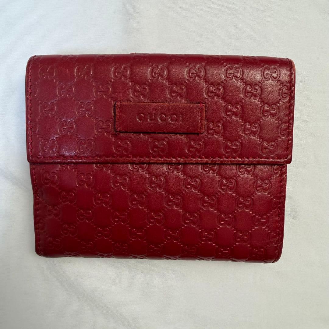 グッチ　二つ折り財布　GG　ボルドー
