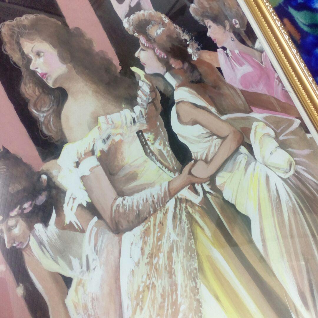 西洋女性保存状態良好蔵出レアアンティーク手描きパステル画当時物保管品