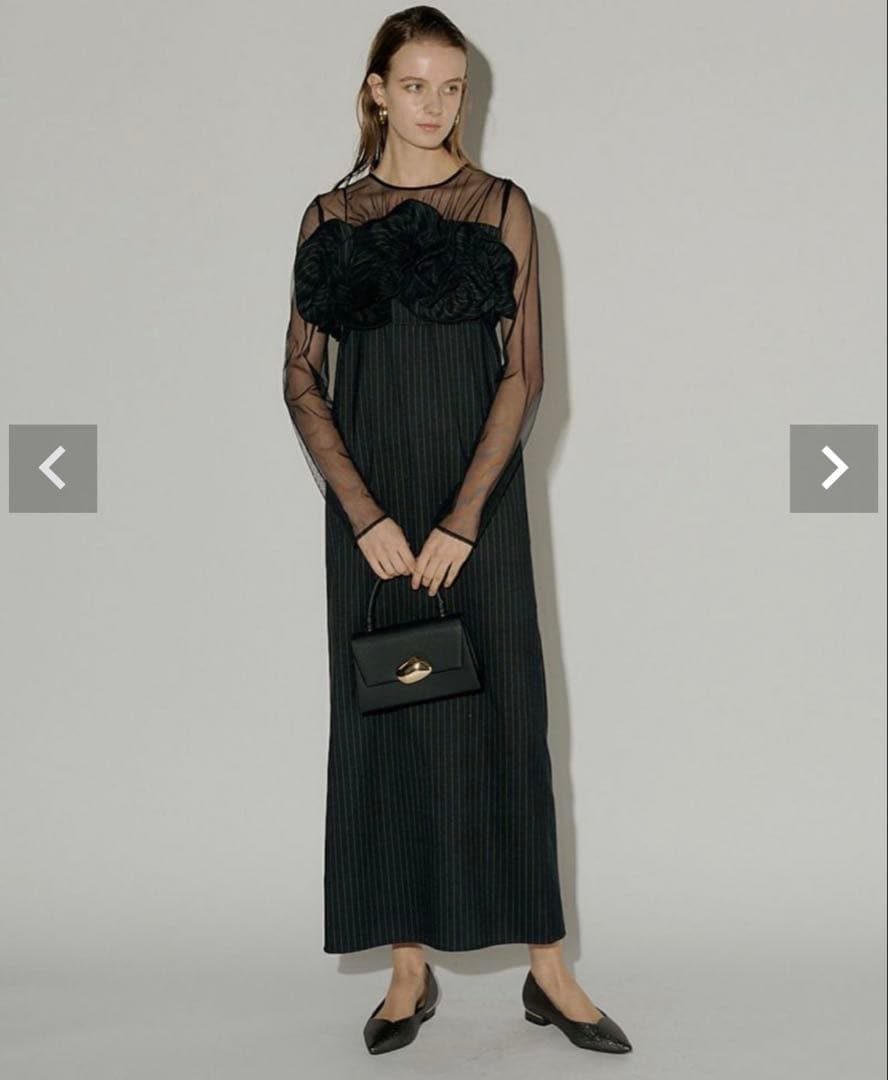 Wavy frill bustier stripe dress リルアー