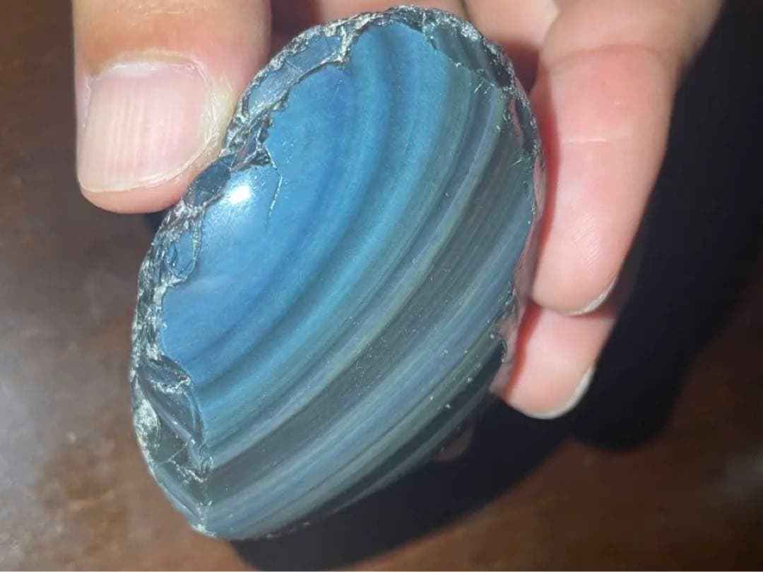 研磨品　十勝石玲瓏特級品　ブルーベースレインボーオブシディアン