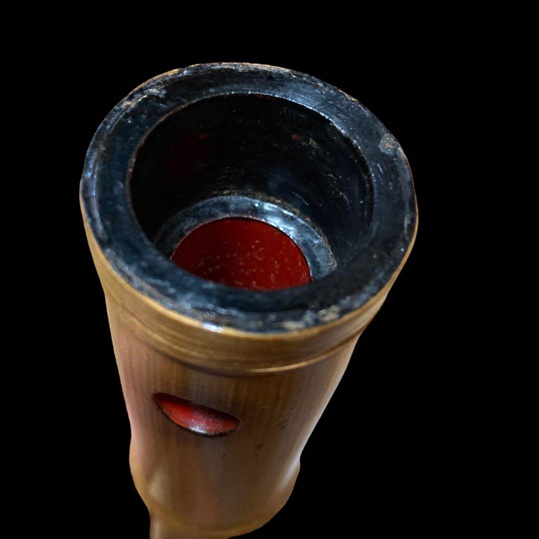 銘あり　尺八　正童銘　朱塗り