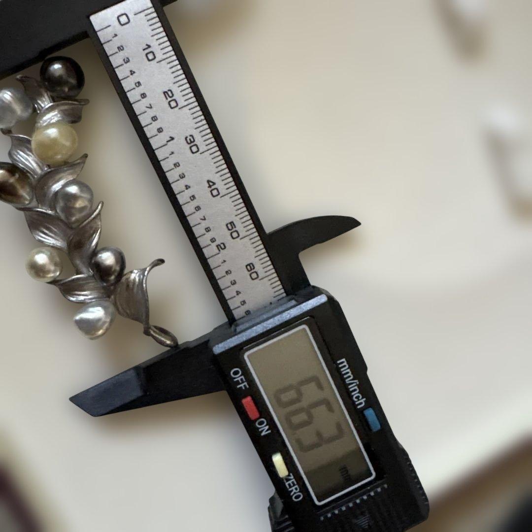 黒蝶ケシ真珠 マルチリーフデザイン ブローチ兼用ペンダントトップ