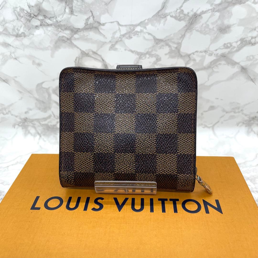 ルイヴィトン　ダミエ　コンパクト　ジップ　二つ折り財布