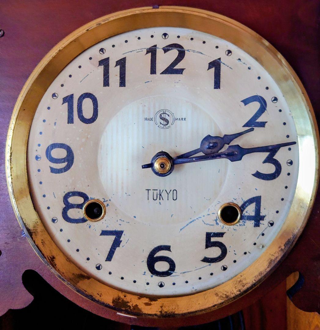 〈完動美品〉舘本時計　7面カットガラス宮型ゼンマイ振り子時計　ボンボン時計古時計