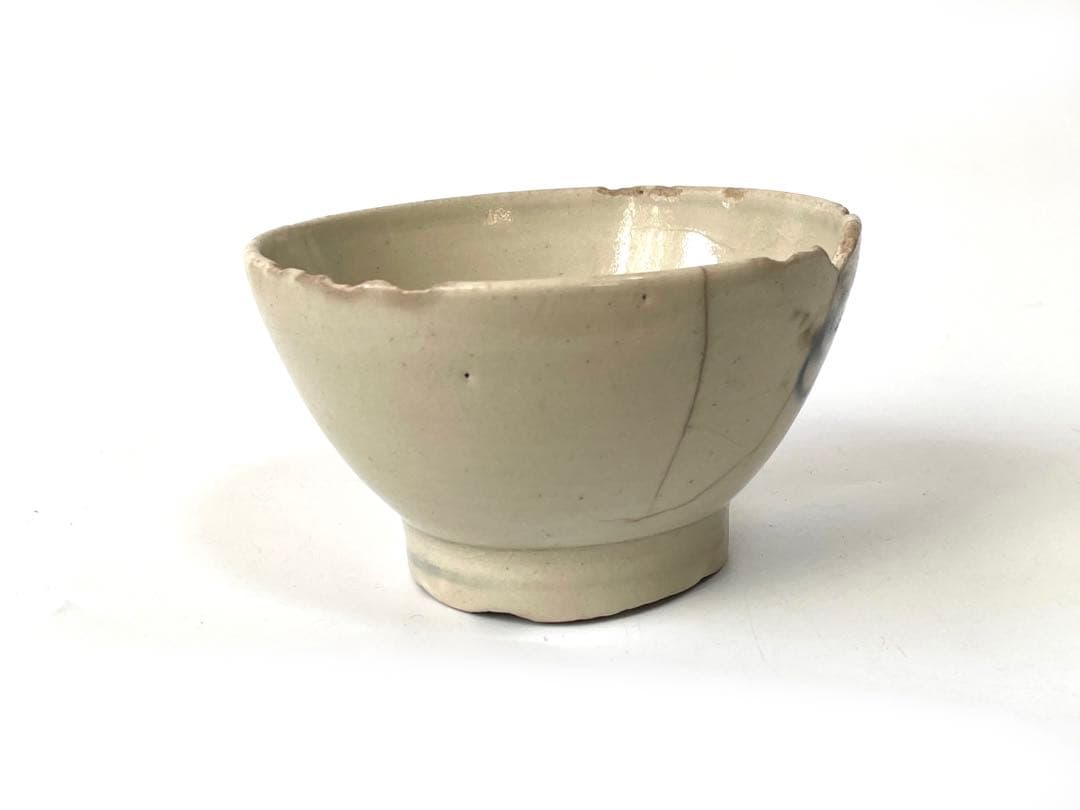 骨董　アンティーク　陶胎染付　瀬戸染付　呉須　宝珠文様　小碗　金継ぎ用　太白手