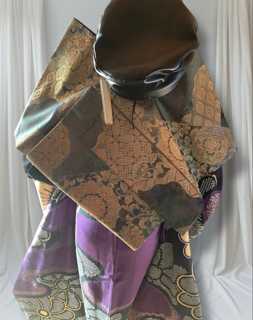 SURF様 手絞り 金駒刺繍 高貴紫 ファーショール付き 振袖 安心セット