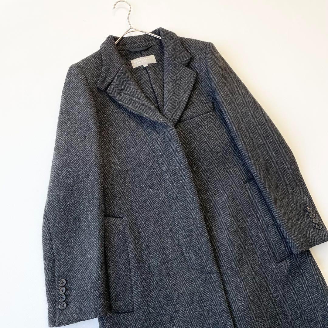 4806【美品】マーガレットハウエル　ヘリンボーン　チェスターコート グレー