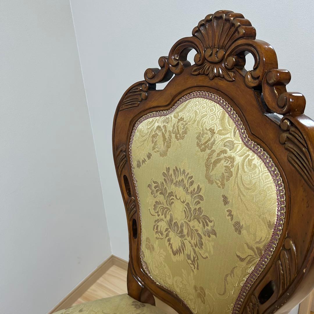 【美品】アンティーク 高級家具　イタリア製 ダイニングチェア　天然木　2脚セット