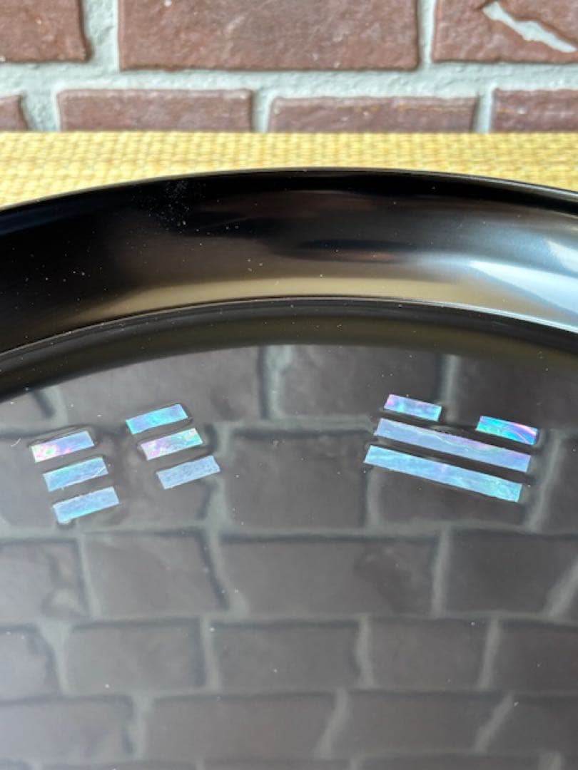 茶道具 八掛盆 木製 真塗 丸盆 螺鈿貝細工 漆器 紙箱付 ☆早いもの勝ち