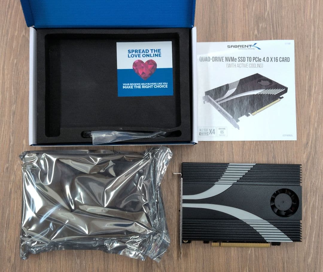 拡張カード SABRENT 4-Drive NVMe SSD to PCIe 4.0 x16