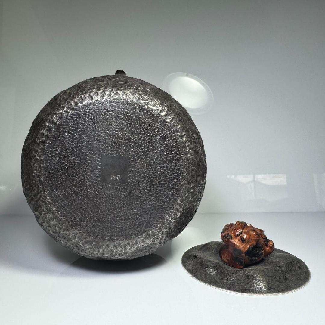 純銀製 木摘 銀瓶 箱付 湯沸 煎茶道具 工芸品 古美術品 純銀保証