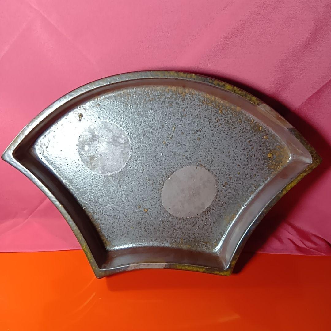 骨董品　備前焼　扇型器　飾り皿　お茶器　菓子皿、扇型皿　極美品