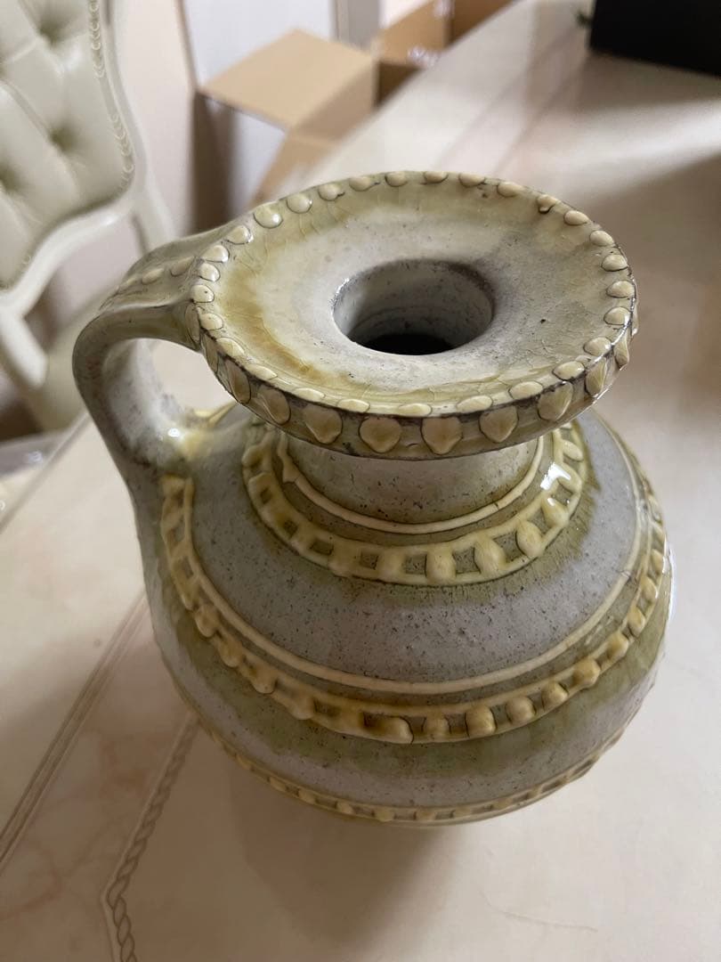船木研兒　白釉手付壺　花瓶　水差し