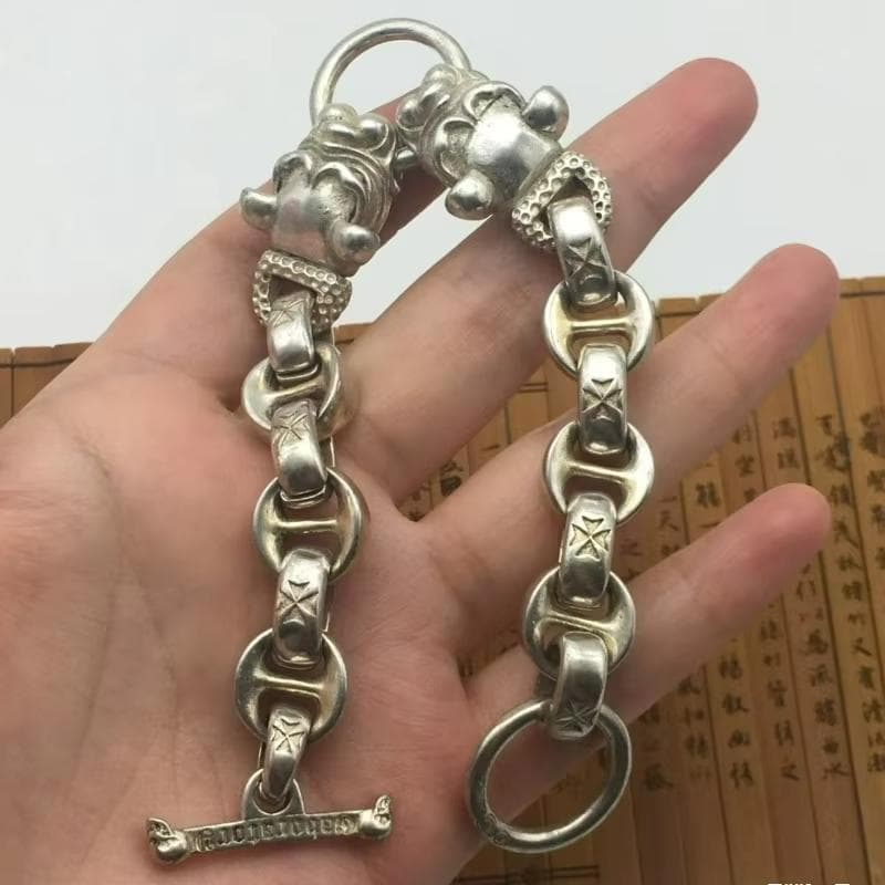 シルバー925 ダブルブルドッグ ヴィンテージチェーンブレスレット