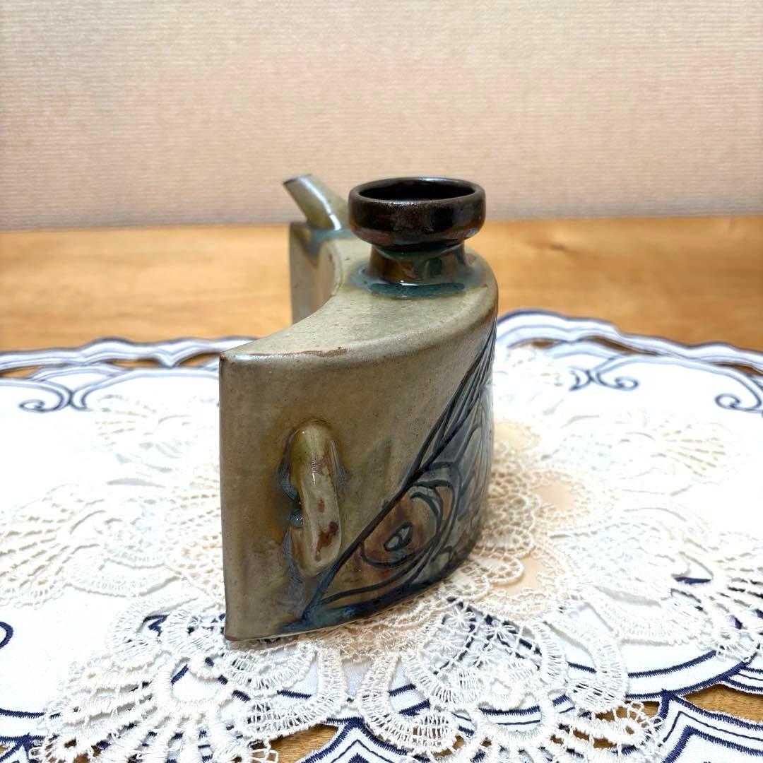 【元箱付き・1989年頃購入】壺屋焼　人間国宝　金城次郎作　魚文抱瓶