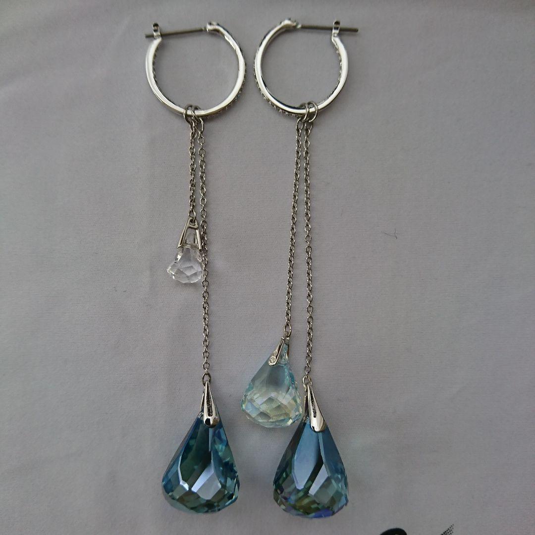 v*v様 購入に責任の持てる方のみSwarovski フープ ドロップアシンメト