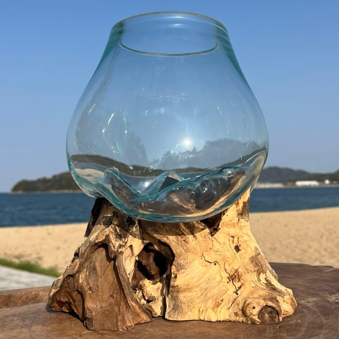 流木ガラスオブジェ大D 花瓶 金魚鉢 ガーデニング フラワーポット 水槽 アート