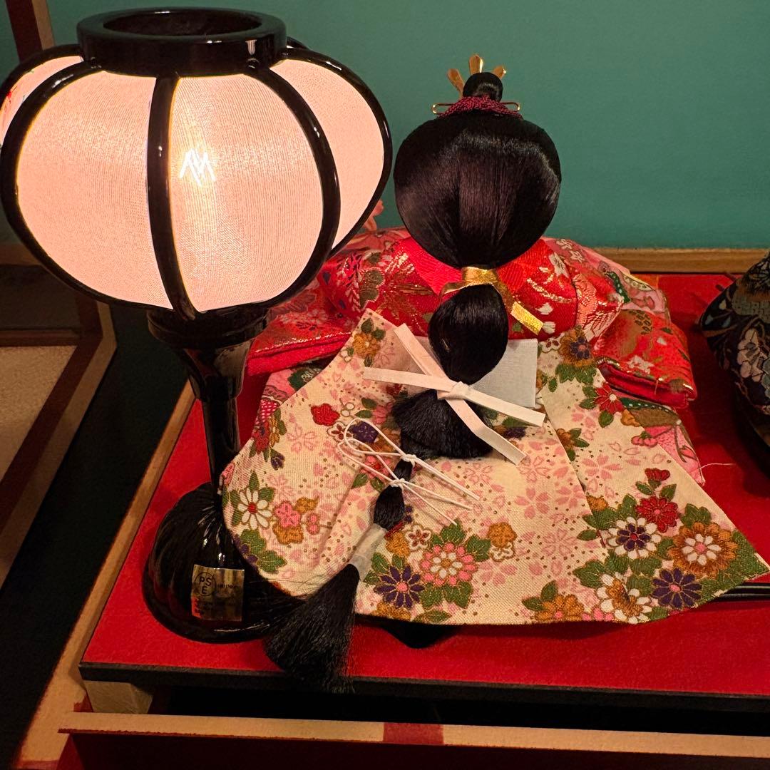 福仙 雛人形セット ケース入り ライト 桜の装飾付き