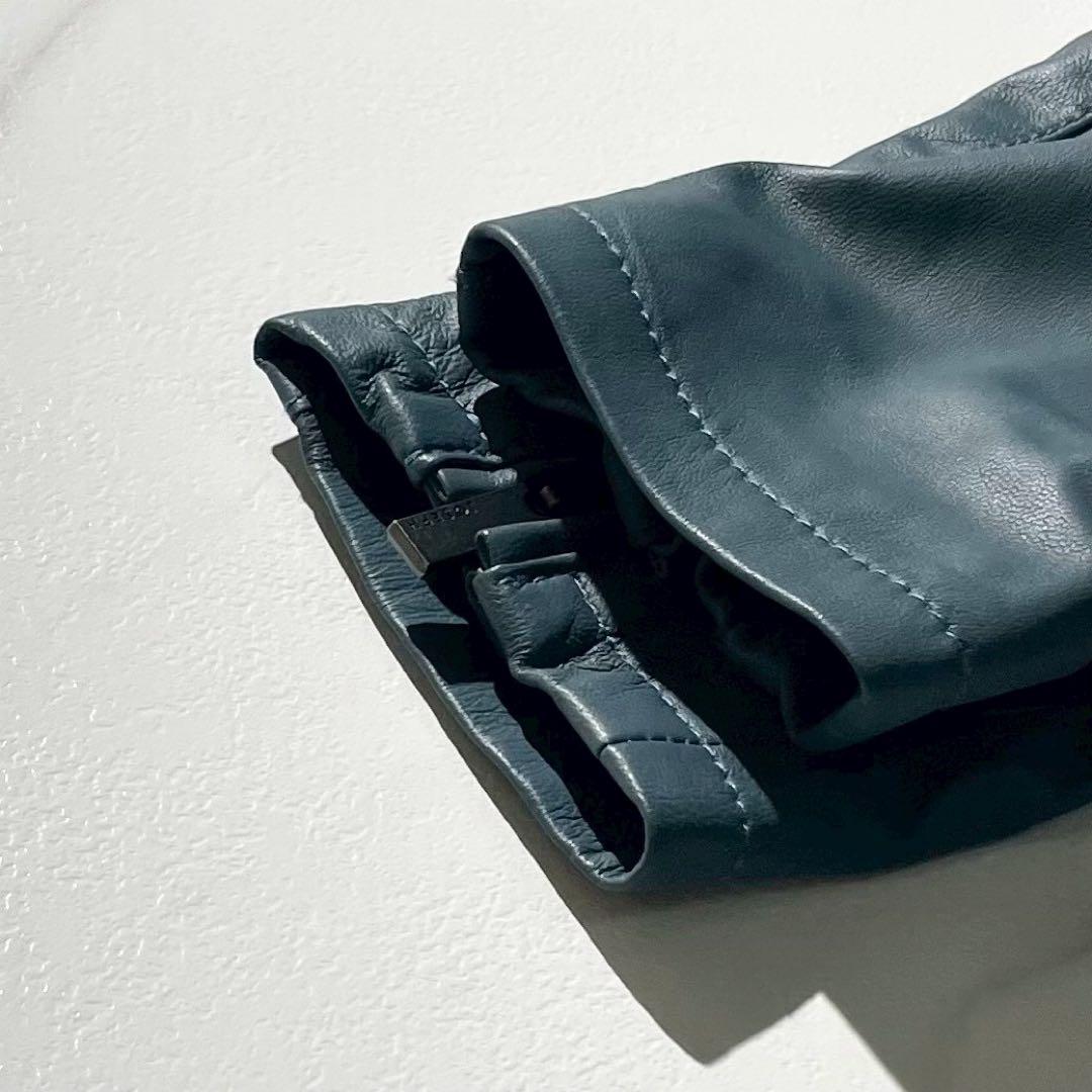 未使用タグ付✨JOSEPH 八の字ジップ 羊革 シングルライダースジャケット 紺