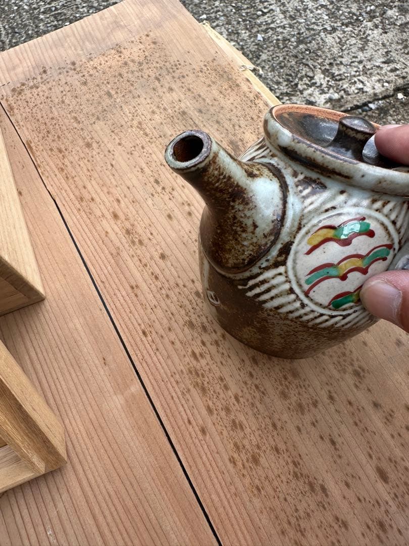 き*う様 人間国宝 島岡達三 象嵌 小急须木箱付き