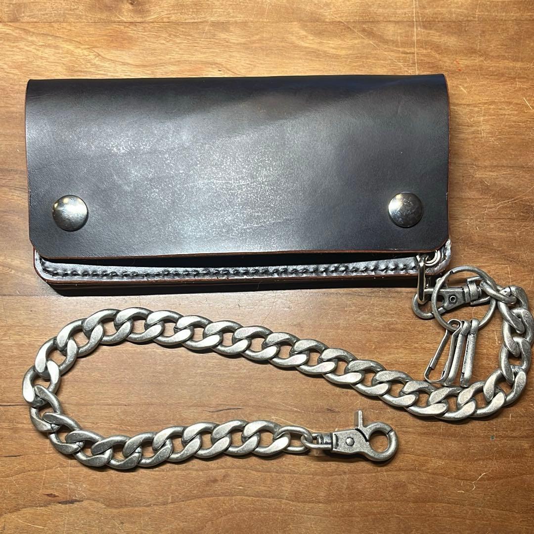 茶芯ハンドメイドトラッカーウォレット タロンジップ ウォレットチェーンセット