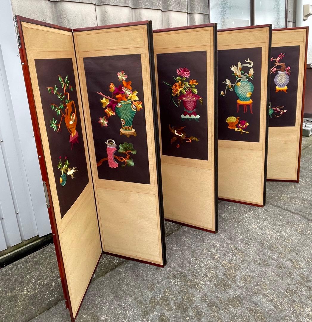 稀少/旧家/時代物/当時物/古美術/屏風/紙本/8曲/古民家/①