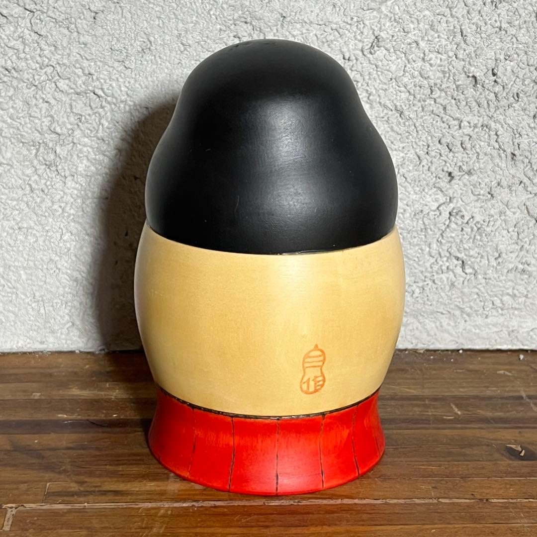 【現代名工】関口三作 作 おかめ こけし 木製人形 川連漆器 共箱付き