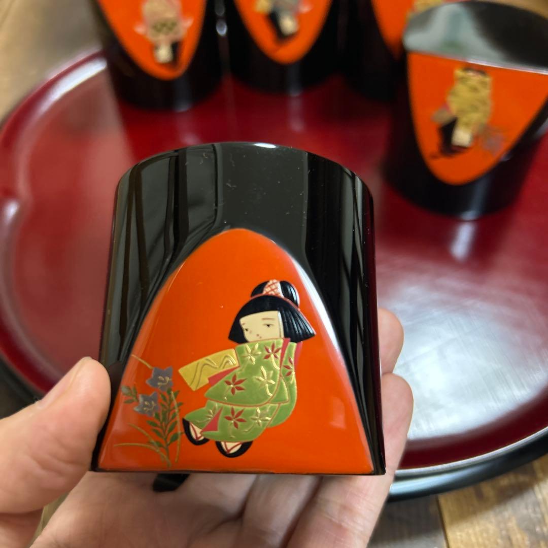 輪島塗　輪島漆器　大雅堂　摂田照彦　ぐい呑　童蒔絵　高級漆器　未使用希少品