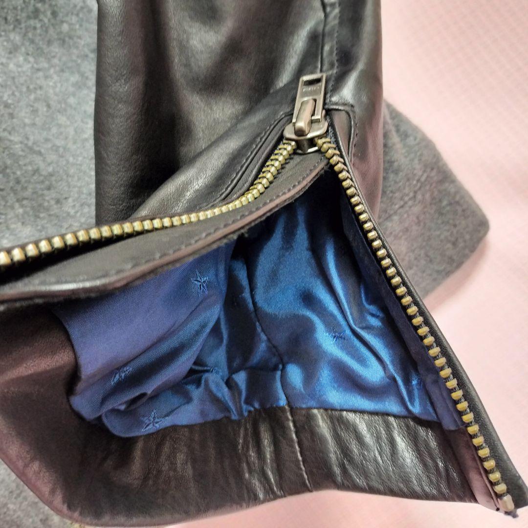 DIESEL シングルライダース ジャケット S　ウール 切替 スタジャン 牛革