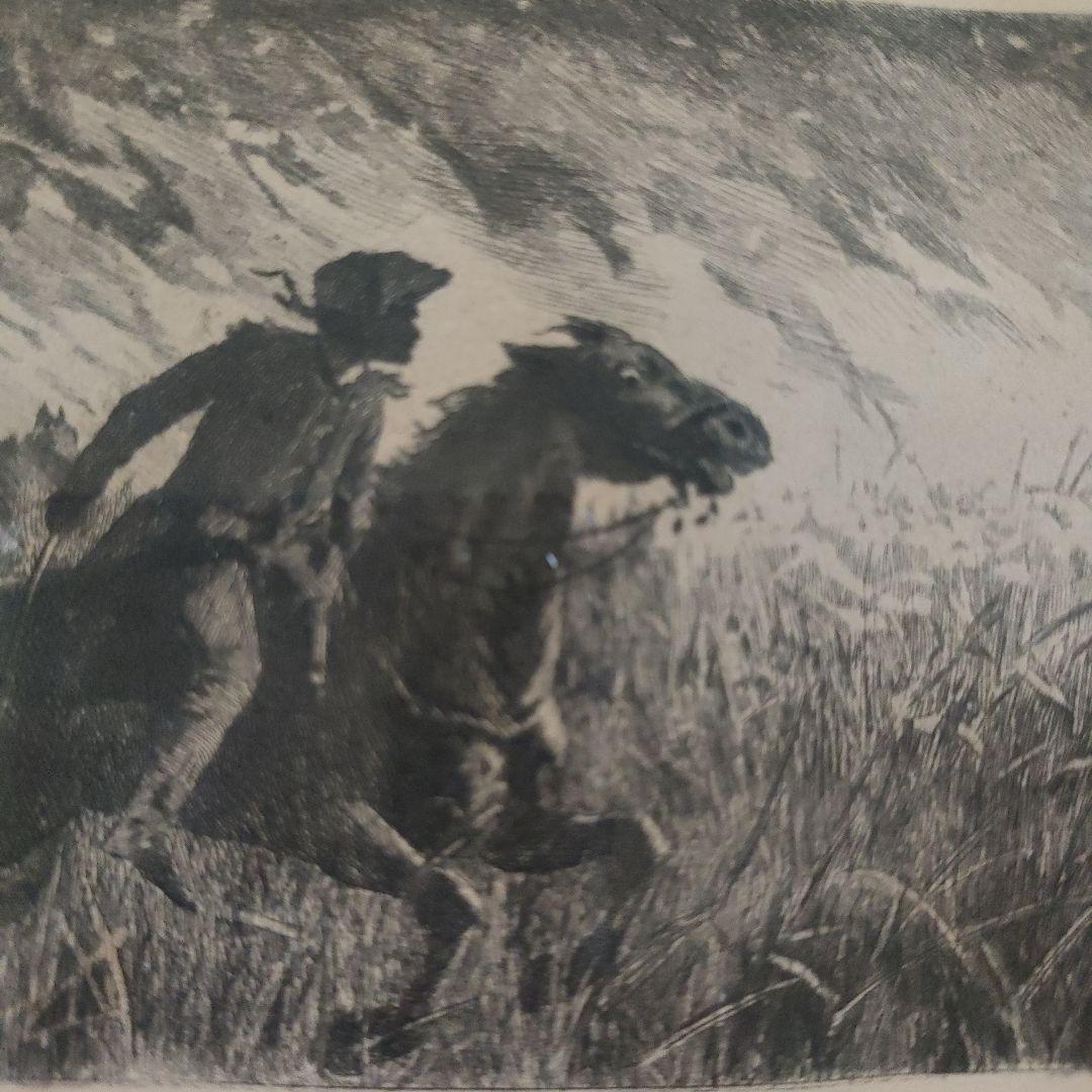 デュエス E. Duez 銅版画『ノルマンディーの港町』1892年制作他、計2点