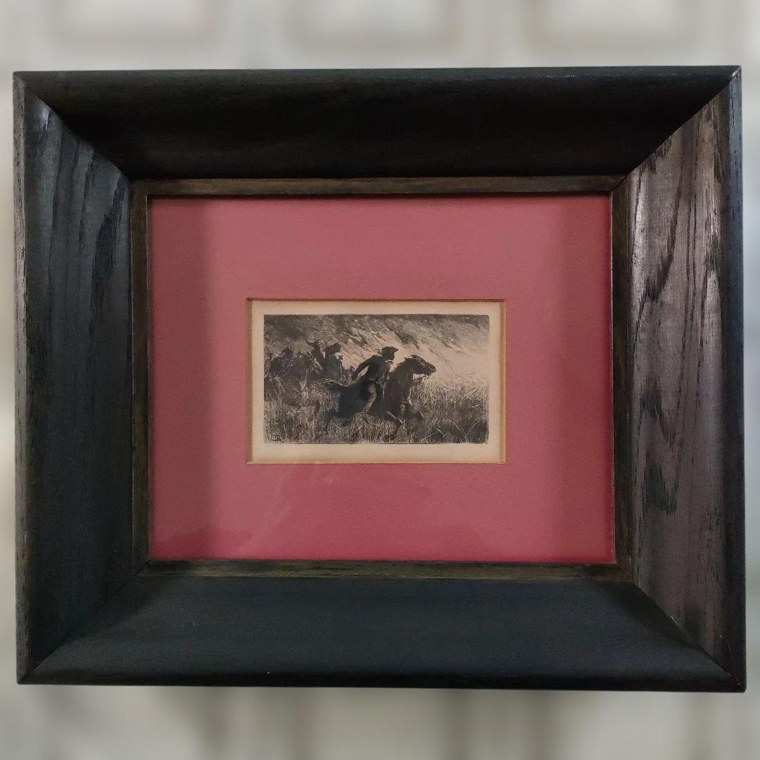 デュエス E. Duez 銅版画『ノルマンディーの港町』1892年制作他、計2点