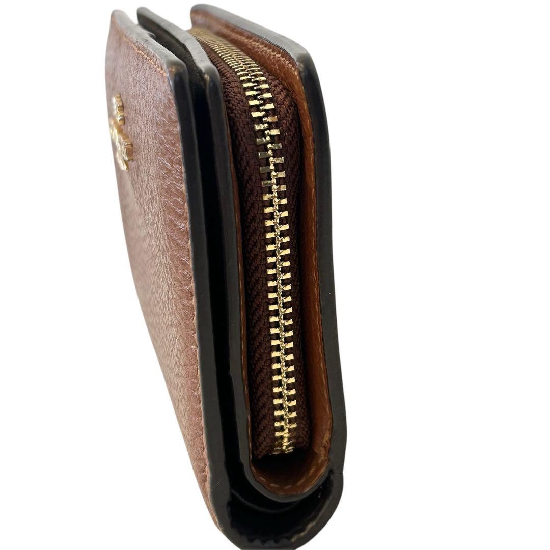 【美品✨即日発送】COACH コーチ 二つ折り財布 ブラウン L字ファスナー