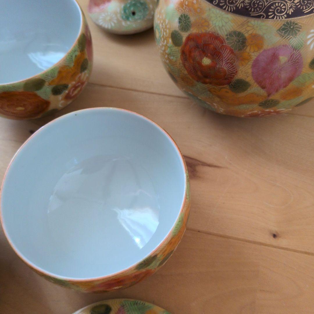 茶道具セット 花柄 陶器製 6点 九谷焼