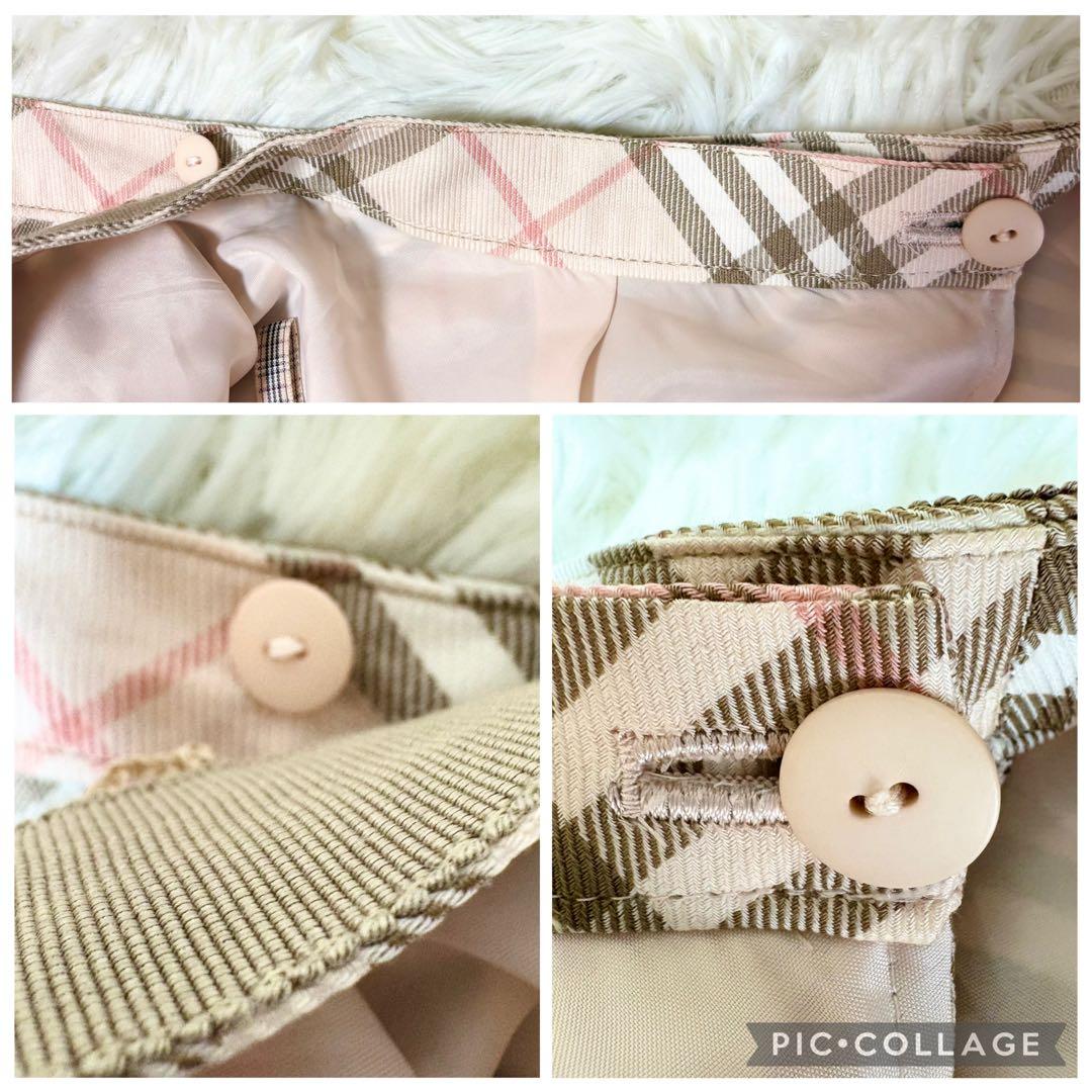 バーバリーブルーレーベル リボン ノバチェック フレア巻きスカート ピンク