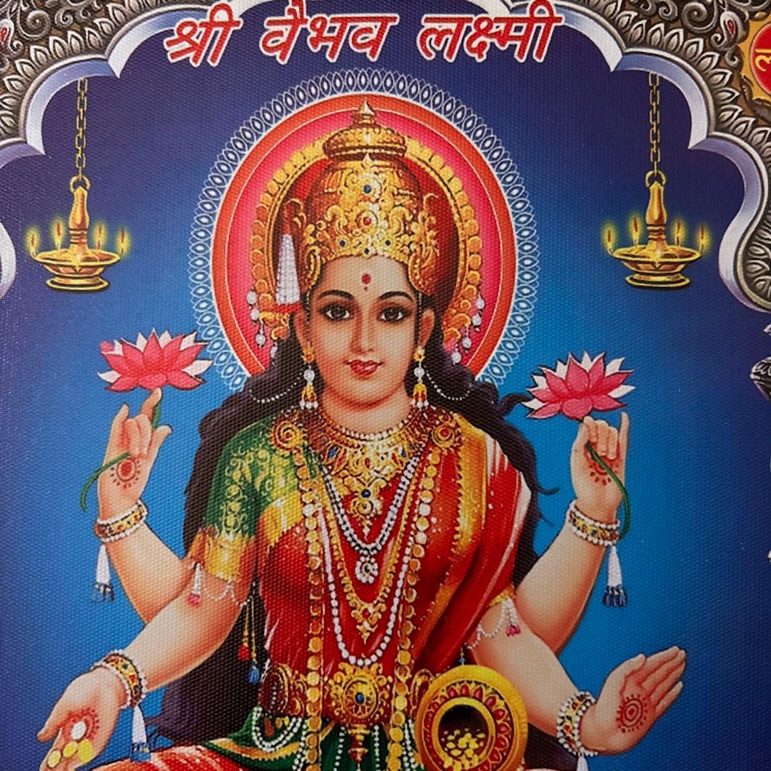 希少、ヒンドゥー教、インドの女神、キャンバスアート、裏面フック付き