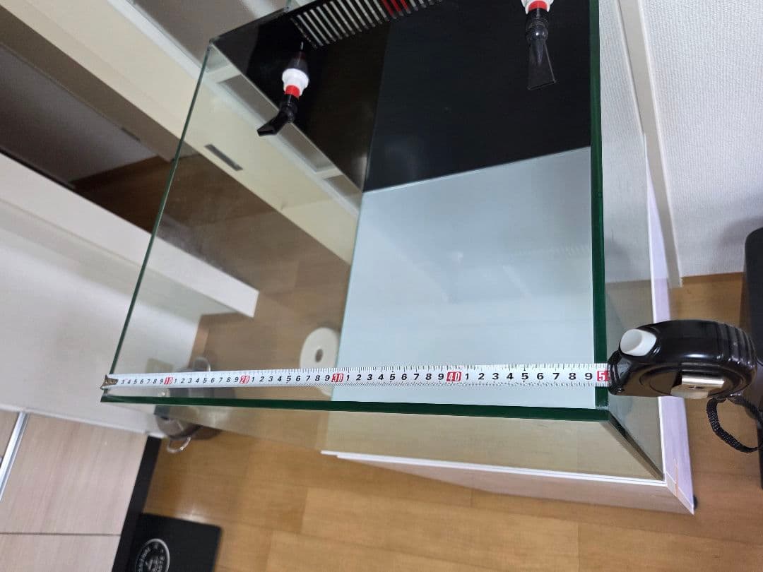 オーバーフロー水槽 透明ガラス 上部フィルター付き