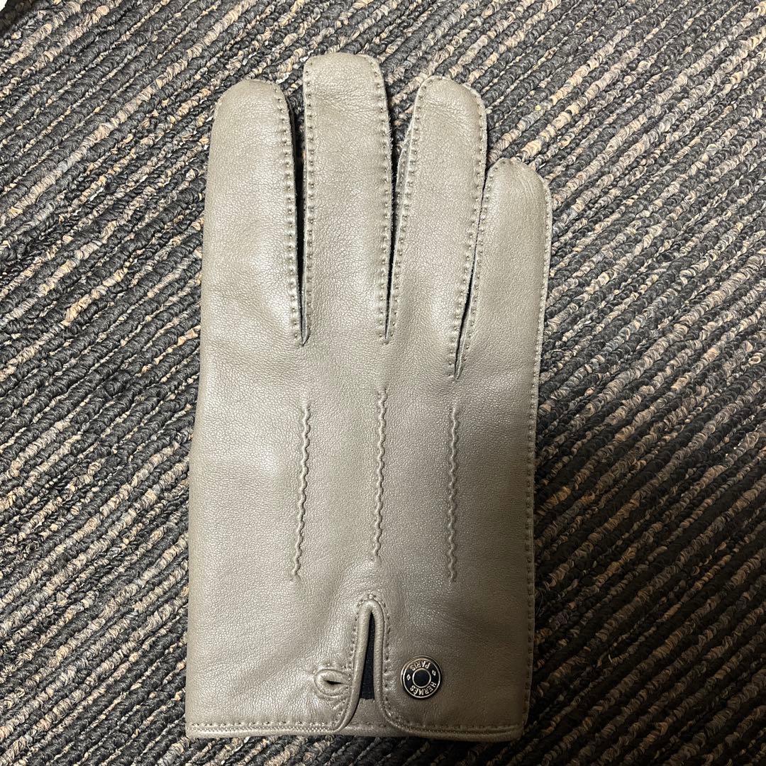 HERMES グレー レザー手袋　サイズ9