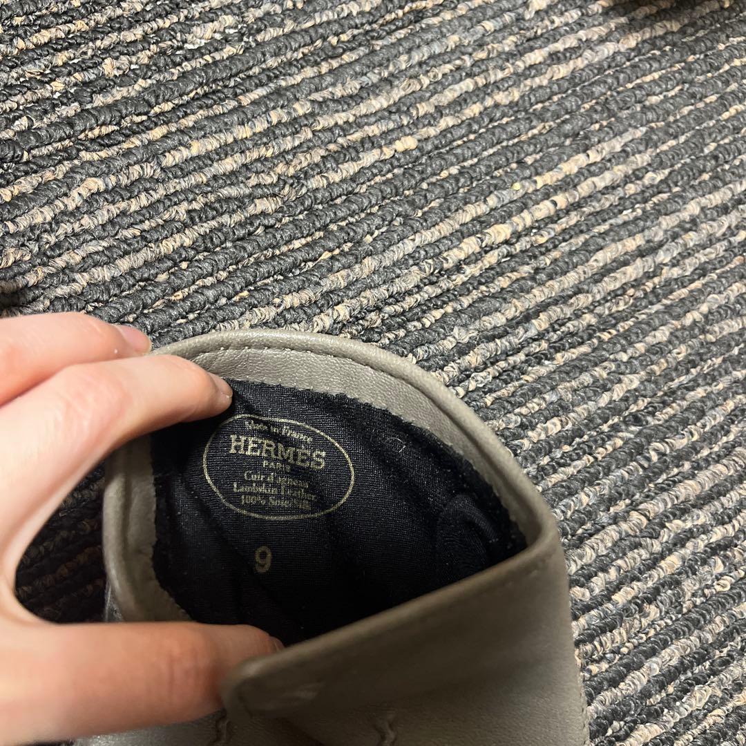 HERMES グレー レザー手袋　サイズ9