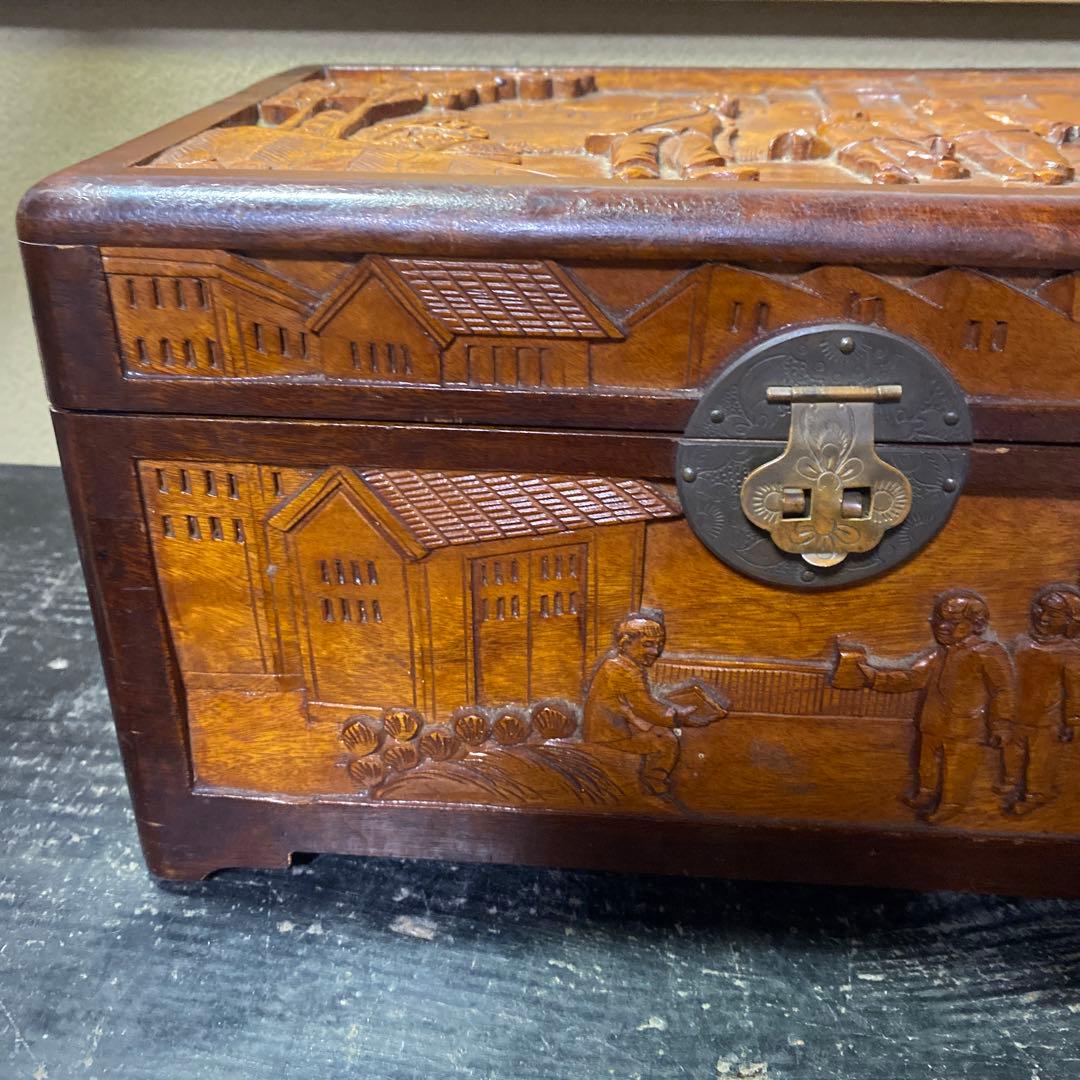 中国古玩　木彫　毛沢東　人生図箱