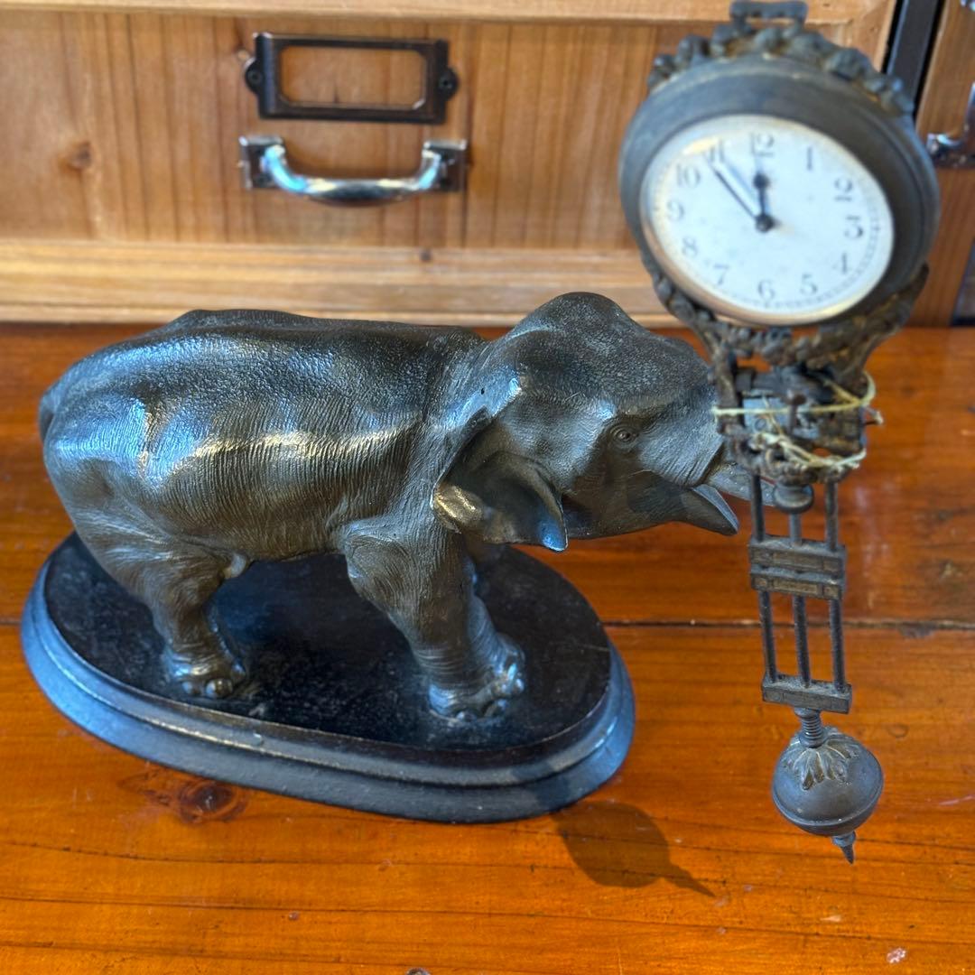 【JUNGHANS】　ユンハンス　置時計　ドイツ　ヴィンテージ　象　【JUNK】