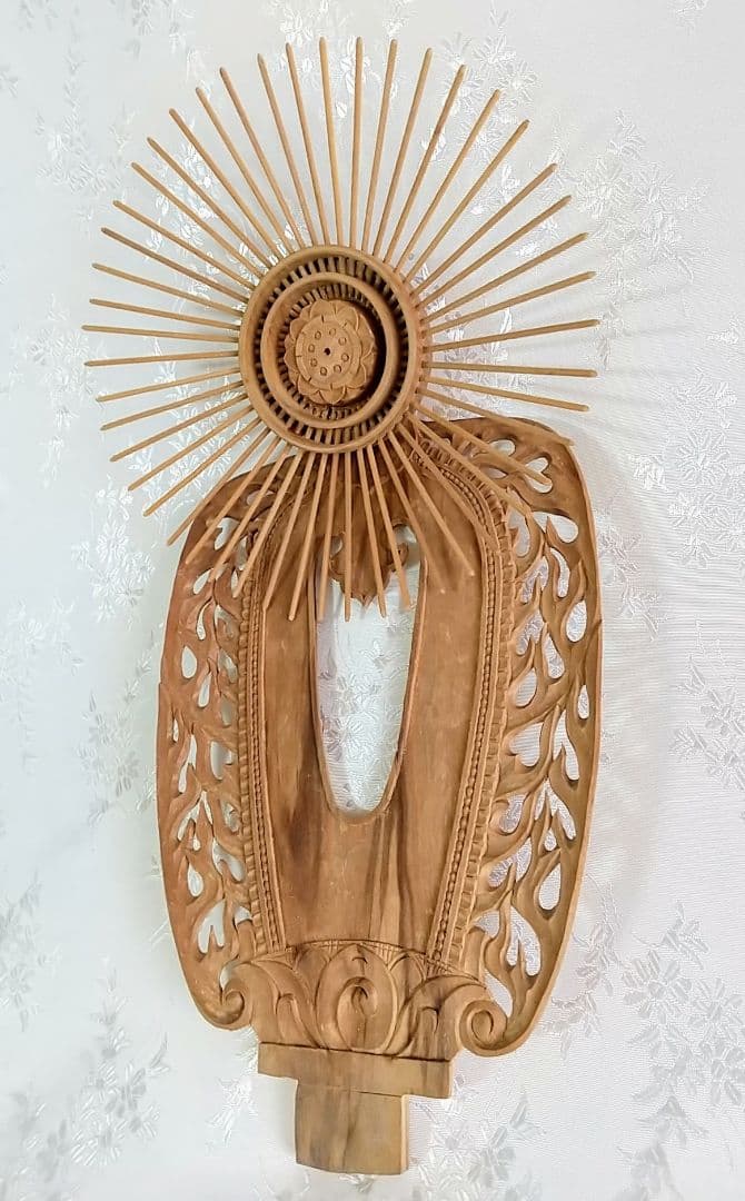 光背のみ#552 立像6.0寸用 放射光 火焔 透し彫◆白檀 木彫 仏像付属品