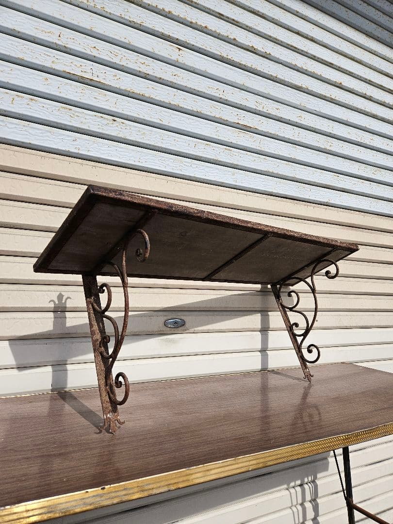 インダストリアル ヴィンテージ 木と鉄のウォールシェルフ 壁掛け 飾り棚 ラック