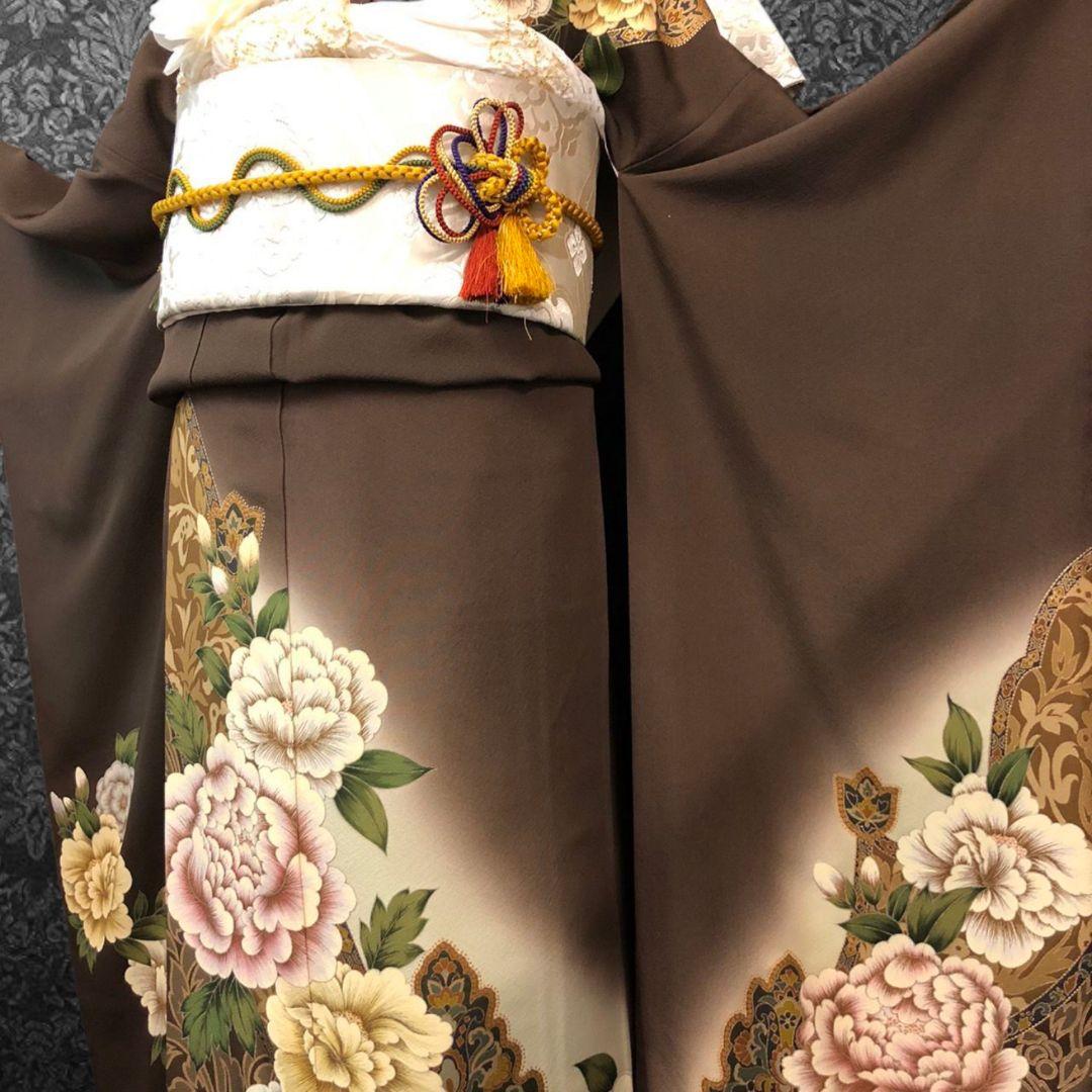 振袖フルセット(8点)・作家物・落款入り・更紗牡丹・高級縮緬・モダン・逸品