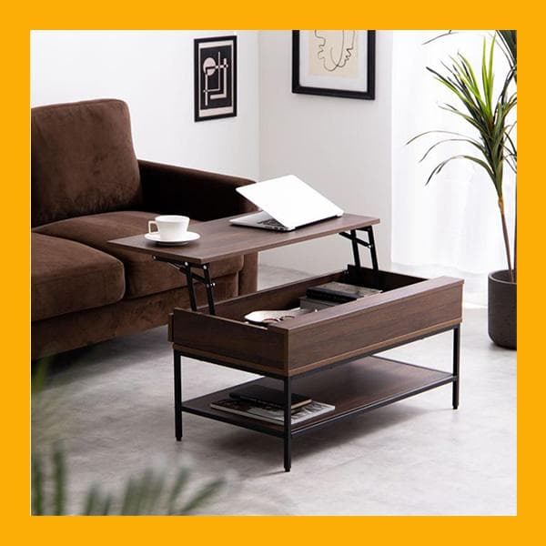 【幅80cm】昇降式テーブル 小さめ 昇降テーブル コンパクト【ブラウン】