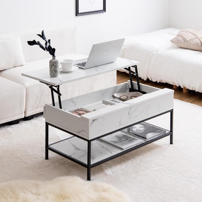 【幅80cm】昇降式テーブル 小さめ 昇降テーブル コンパクト【ブラウン】