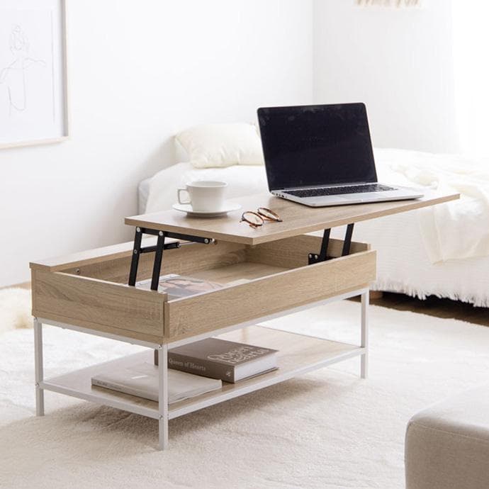 【幅80cm】昇降式テーブル 小さめ 昇降テーブル コンパクト【ブラウン】