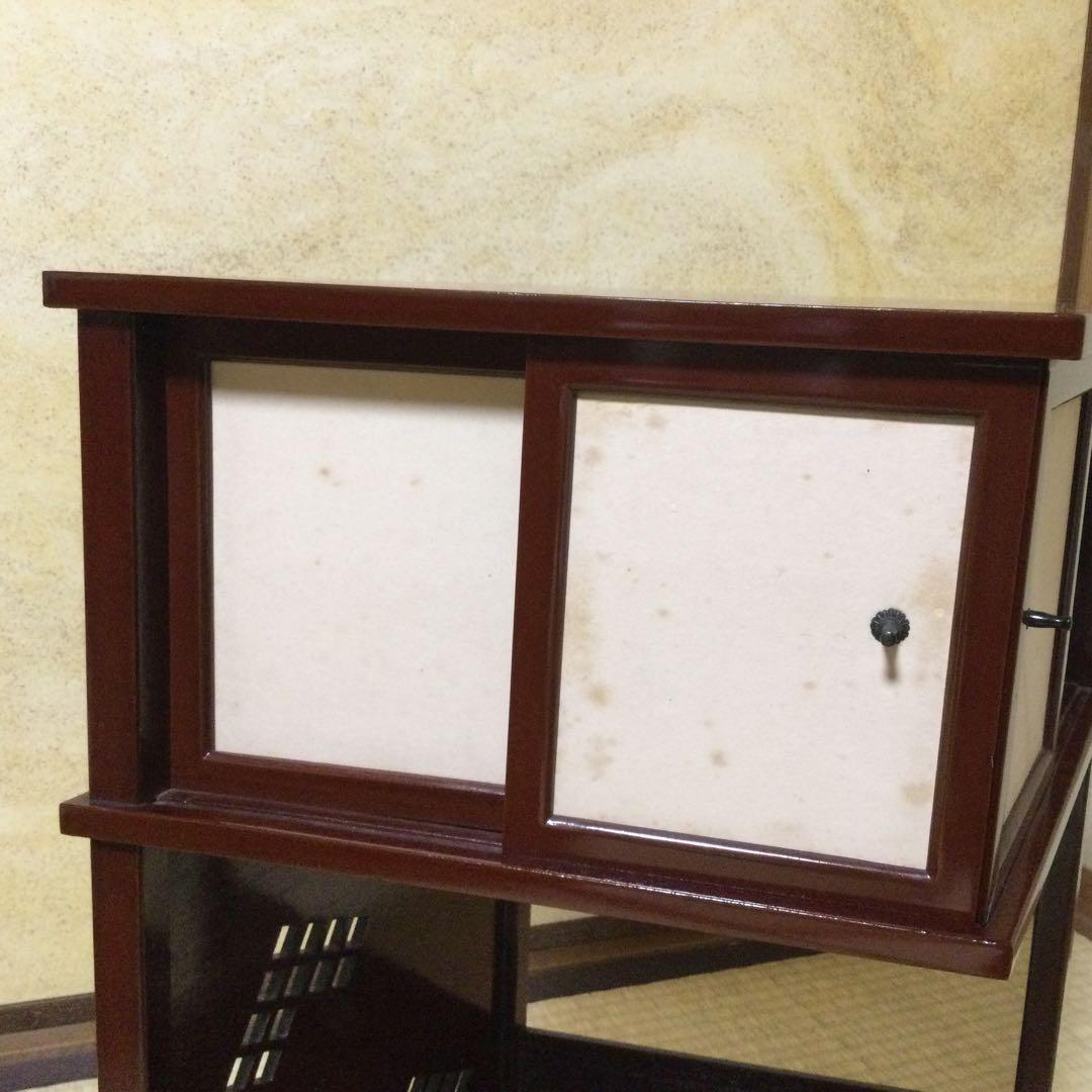 茶道具 徒然棚 溜塗 茶棚 箱付 L307