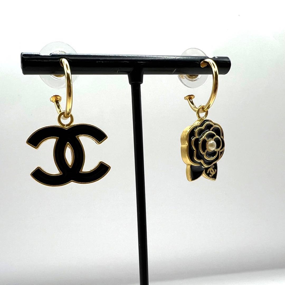 【未使用に近い】シャネル ピアス ココマーク カメリア ブラック 02A